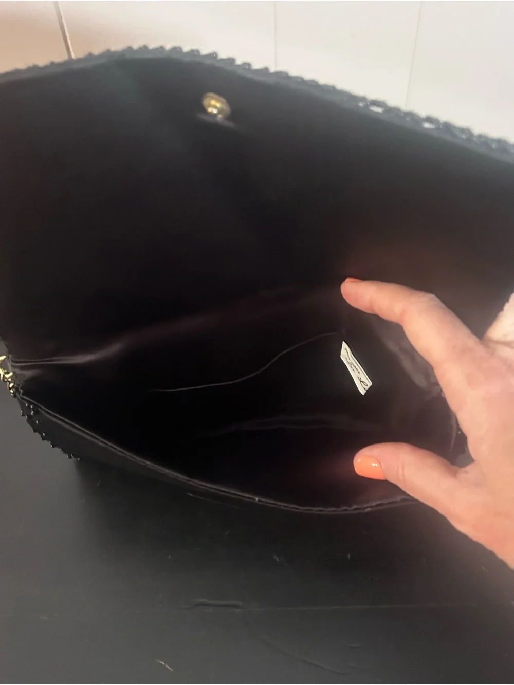 Beaded Black Evening Clutch with Gold and Silver Embroidery